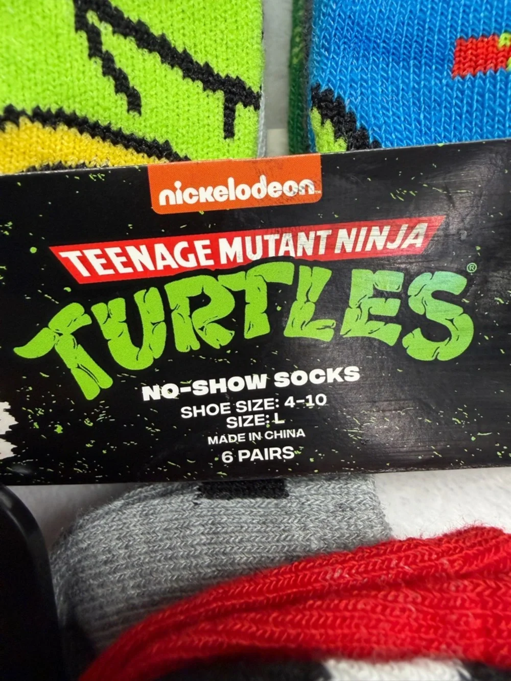 Nickelodeon Boys No-Show Socks - Black, Blue, Green, White, Yellow - 10 Pack